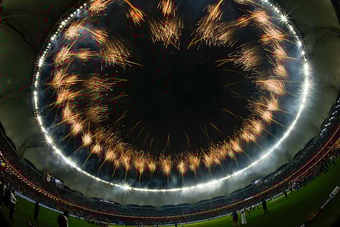 Fireworks lit up the Dubai International Stadium as India won the DP World Asia Cup final, defeating Pakistan on Sunday.