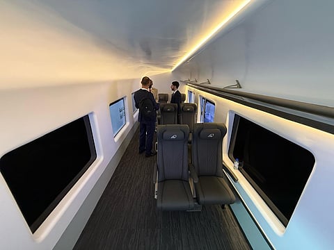 An Etihad Rail passenger train cabin