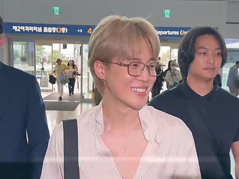 BTS's Jimin was seen at the airport, heading to presumably, a fashion event.