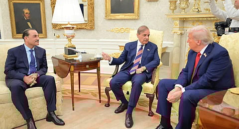 Pakistan Prime Minister Shehbaz Sharif and Army Chief Field Marshal Asim Munir during their meeting with Trump last Thursday.