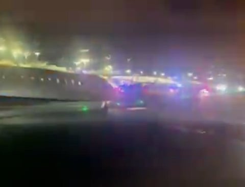 A screengrab showing post-collision scene involving 2 Delta jets on the tarmac at LaGuardia in New York on Thursday. "One of the jets actually lost most of its wing," according to an X post.