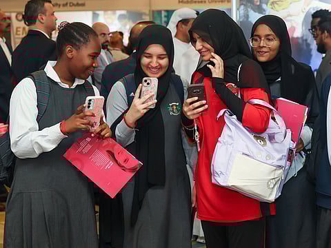 Students throng the venue on the opening day of Gulf News Edufair 2025. Photo: Virendra Saklani/Gulf News