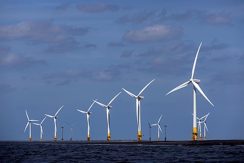 Offshore wind turbines near Great Yarmouth, UK.