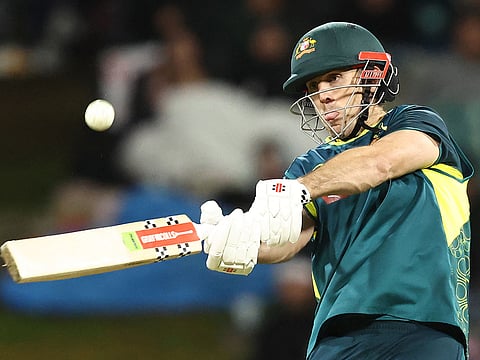 Australia's Mitchell Marsh bats during the third Twenty20 match against New Zealand at Bay Oval in Mount Maunganui on October 4, 2025.