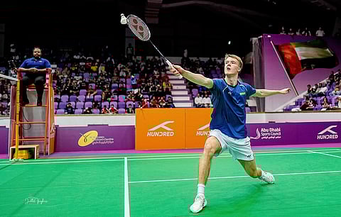 Finland's Joakim Oldorff in action in men's singles final on Sunday.