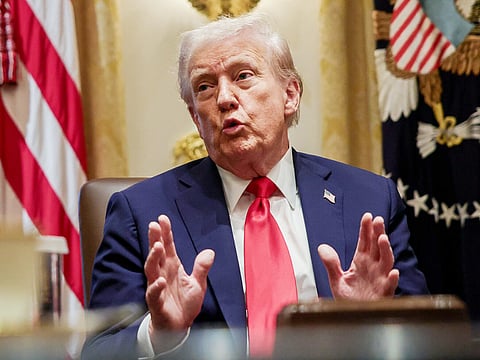 US President Donald Trump during a cabinet meeting at the White House in Washington, DC, on Thursday, October 9, 2025.