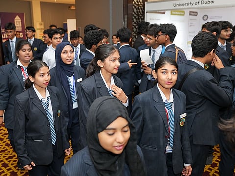 Students at the Gulf News Edufair Abu Dhabi 2025. Photo: Virendra Saklani/Gulf News