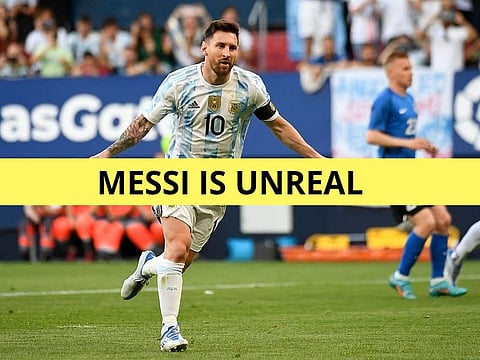 Messi celebrating scoring