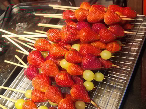 Insta-worthy — skewered strawberries