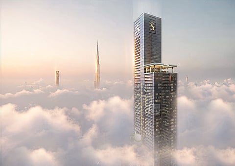 Crowning the tower at nearly 350 meters, the Luxe Life SkyParks features an infinity pool.