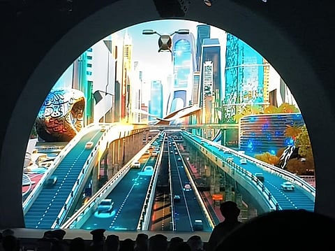 A dynamic visual of Dubai’s futuristic mobility vision showcased during a recent event by the Roads and Transport Authority (RTA).