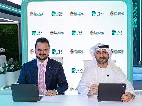 Pictured here are Avinash Babur, Founder & CEO of InsuranceMarket.ae and Eng. Mohamed Abdulla Al Ali, CEO of Parkin.