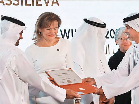 Dr Ludmila Vassiliev seen receiving the Sheikh Zayed International Award for Traditional Complementary and Alternative Medicine in 2022