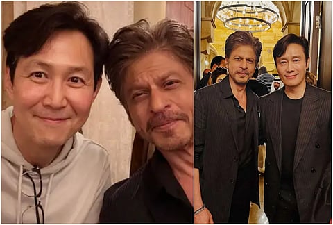 Shah Rukh Khan shares a rare moment with Squid Game stars Lee Jung-jae and Lee Byung-hun.