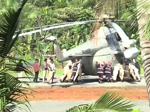 Security personnel, including police and fire service officials, promptly responded and manually moved the helicopter to a safe position.