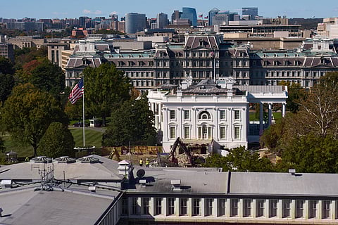 Work continues on the largely demolished part of the East Wing of the White House, Thursday, Oct. 23, 2025, in Washington, before construction of a new ballroom. (AP Photo/Jacquelyn Martin)