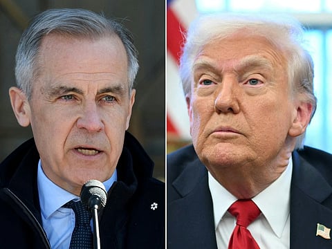 This combination of pictures created on March 28, 2025 shows Canada's Prime Minister Mark Carney and US President Donald Trump.