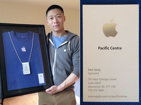 Sam Sung and his Apple Business card.