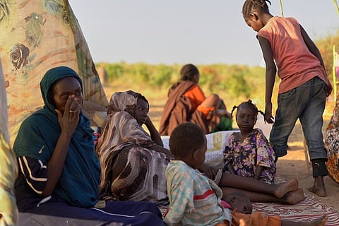 Displaced children and families from el-Fasher at a displacement camp where they sought refuge from fighting between government forces and the RSF, in Tawila, Darfur region, Sudan.