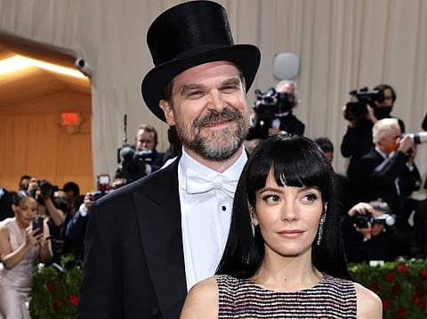 David Harbour and Lily Allen attend The 2022 Met Gala Celebrating "In America: An Anthology of Fashion" at The Metropolitan Museum of Art on May 02, 2022 in New York City.