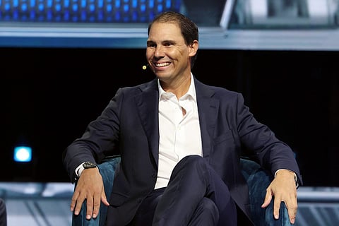 Rafael Nadal speaks onstage during day 2 of the America Business Forum at Kaseya Center on November 06, 2025 in Miami, Florida.