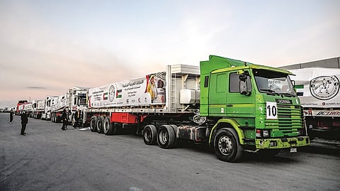 Aid was transported via land, sea, and air through more than 7,700 trucks and 21 ships.