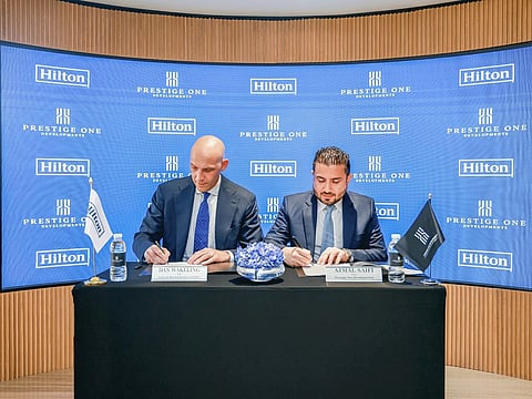 Daniel Wakeling, Vice President Development Luxury & Residential, EMEA of Hilton and Ajmal Saifi, CEO of Prestige One Developments