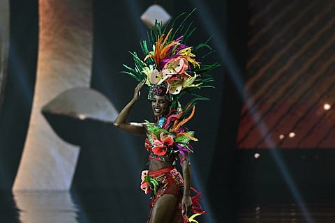 Miss Jamaica Gabrielle Henry walks on stage during the 2025 Miss Universe national costume presentation in Nonthaburi, north of Bangkok, on November 19, 2025.