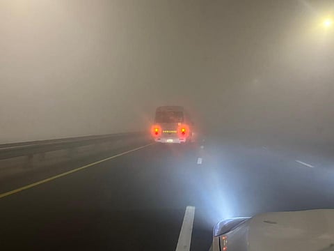 Foggy weather on Dubai-Al Ain road.