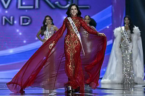 Miss Mexico Fatima Bosch reacts as the top five is announced during the final competition of the 2025 Miss Universe pageant in Nonthaburi, north of Bangkok, on November 21, 2025.