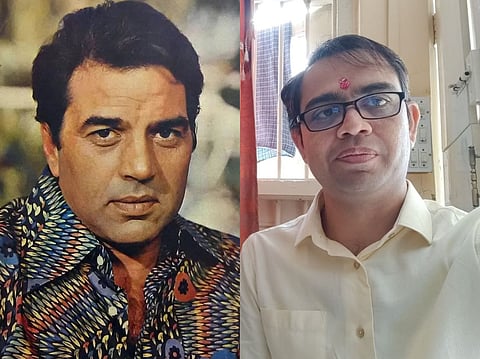 Late Bollywood legend Dharmendra and his Dubai namesake, Dr Dharmendra Panchal, whose life he inspired.