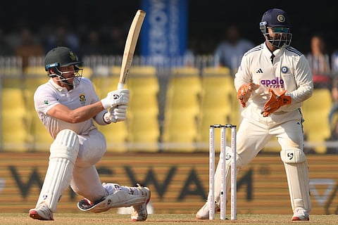 South Africa's Tristan Stubbs in action during the fourth day of the second Test cricket match against India at the Barsapara Cricket Stadium in Guwahati on November 25, 2025.