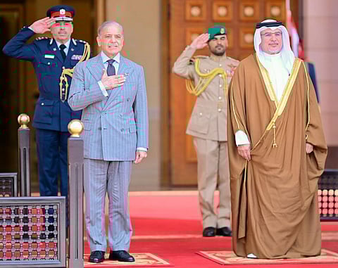 Bahrain’s Crown Prince and Prime Minister Salman bin Hamad Al Khalifa during the reception held for Shehbaz Sharif.
