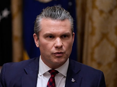 Defense Secretary Pete Hegseth speaks during a Cabinet meeting at the White House, Tuesday, Dec. 2, 2025, in Washington.