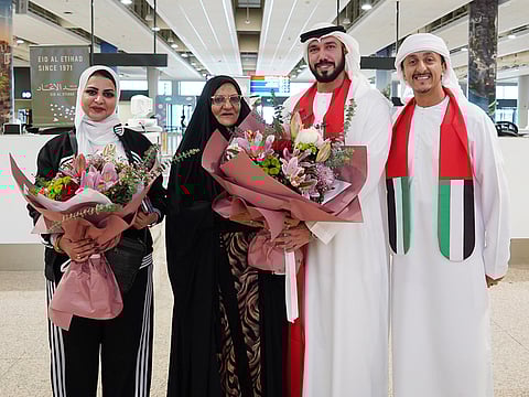 Rajha Mohammed Abbas (second left), whose kiss on the UAE flag inspired a surprise visit arranged by an Emirati journalist.
