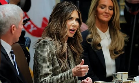 US Homeland Security Secretary Kristi Noem speaks during a cabinet meeting with US President Donald Trump, at the White House in Washington, DC, US, on December 2.