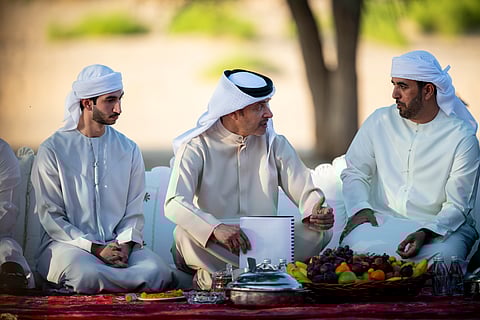 Sheikh Hazza bin Zayed interacts with the sons of fallen UAE heroes at Al Fakhr Winter Camp, reinforcing the leadership’s dedication to nurturing their skills, confidence and future aspirations.
