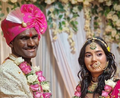 Rishabh Rajput and his bride Sonali Chouskey
