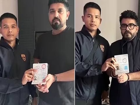 Saurabh and Gaurav Luthra with their hands tied after they were arrested in Thailand.