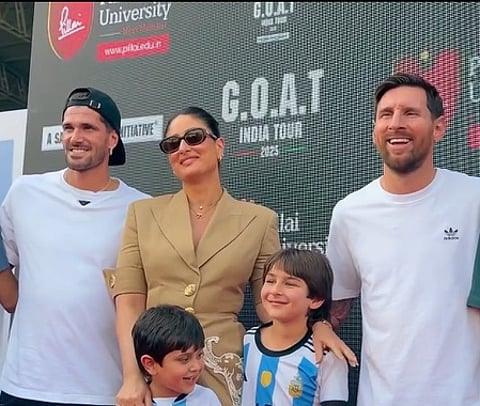 Kareena Kapoor with Messi in Mumbai.