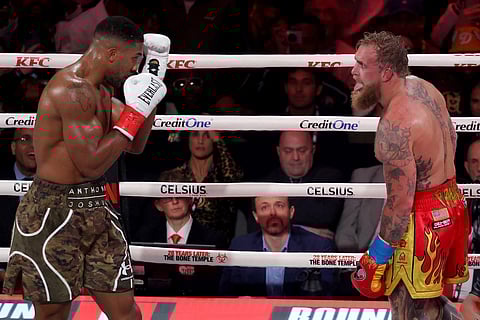 Anthony Joshua fights Jake Paul in their heavyweight bout at Kaseya Center on December 19, 2025 in Miami, Florida.