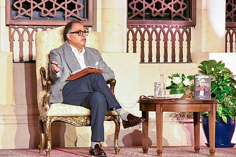 PIA plane crash survivor Zafar Masud during a talk about his book at the Ismaili Centre in Dubai.
