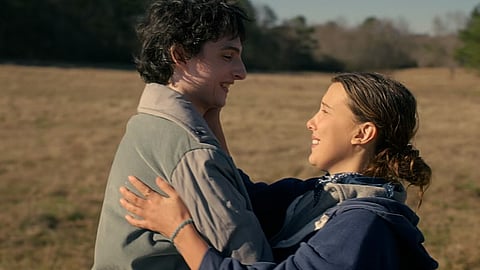 Finn Wolfhard and Millie Bobby Brown in Stranger Things.