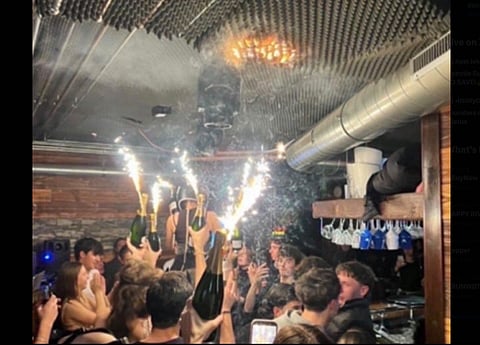 A still of the video showing the alleged scene inside Le Constellation bar where fire ripped through during New Year's Eve celebrations in Crans-Montana, on January 1, 2026.