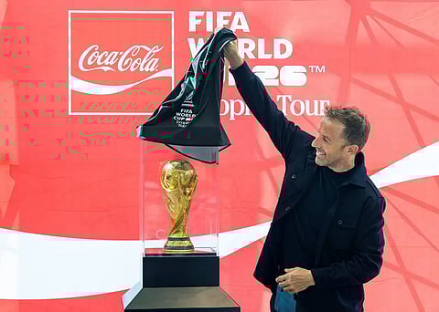 FIFA Legend Alessandro Del Piero unveiled the trophy on the tarmac