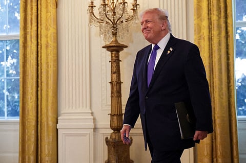 President Donald Trump arrives to a meeting with oil and gas executives in the East Room of the White House on January 9, 2026 in Washington, DC. Trump is holding the meeting to discuss plans for investment in Venezuela after ousting leader its leader Nicolás Maduro.