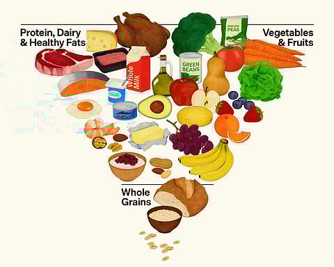 The new dietary guidelines highlights the difference between ultra-processed food vs
"real food". It defines the latter as "whole, nutrient-dense, and naturally occurring", placing them back at the centre of a healthy diet.