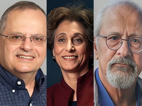 Great Arab Minds 2025 awardees Professor Badi Hani, Dr Suad Amiry and Professor Charbel Dagher.