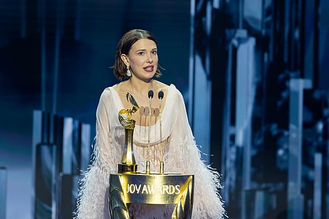 Millie Bobby Brown at Joy Awards 2026 in Riyadh as she accepts 'Personality Of The Year' award