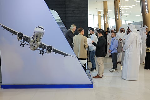 Visitors meeting employers at the Civil Aviation Career Fair organised by General Civil Aviation Authority (GCAA) at Etihad Museum in Dubai.